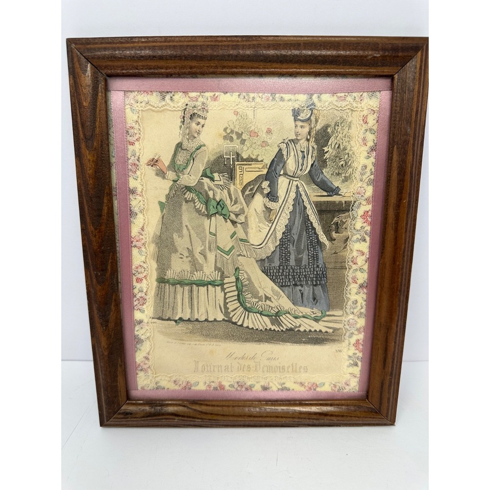 Vintage Modes de Paris French Fashion Plate Picture Journal des Demoiselles X2
